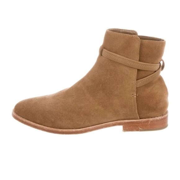 JOIE | Suede Presley Ankle Boots Camel Tan Sz 37 - Picture 1 of 6